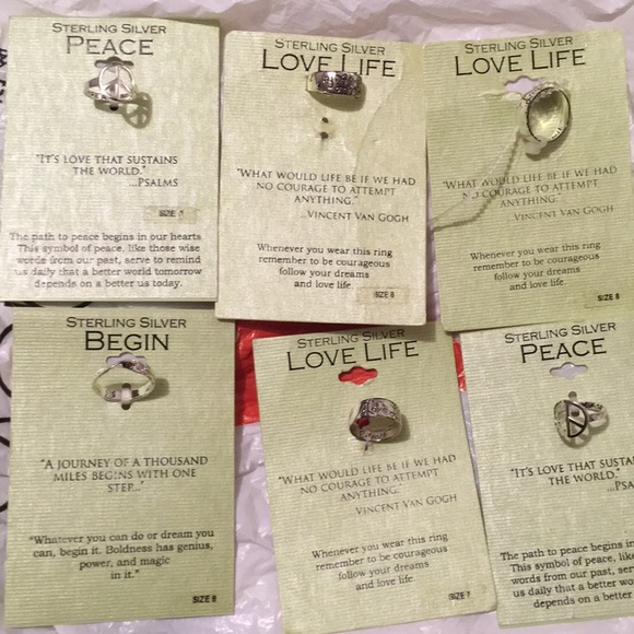 Silver Rings Peace Sign Love Life Journey - Picture 1 of 5